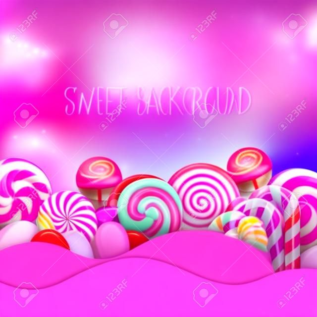 Candy of pink land background