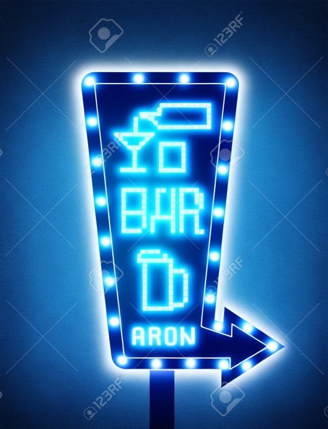 Retro Pfeil Licht Banner offene Bar blauem Hintergrund