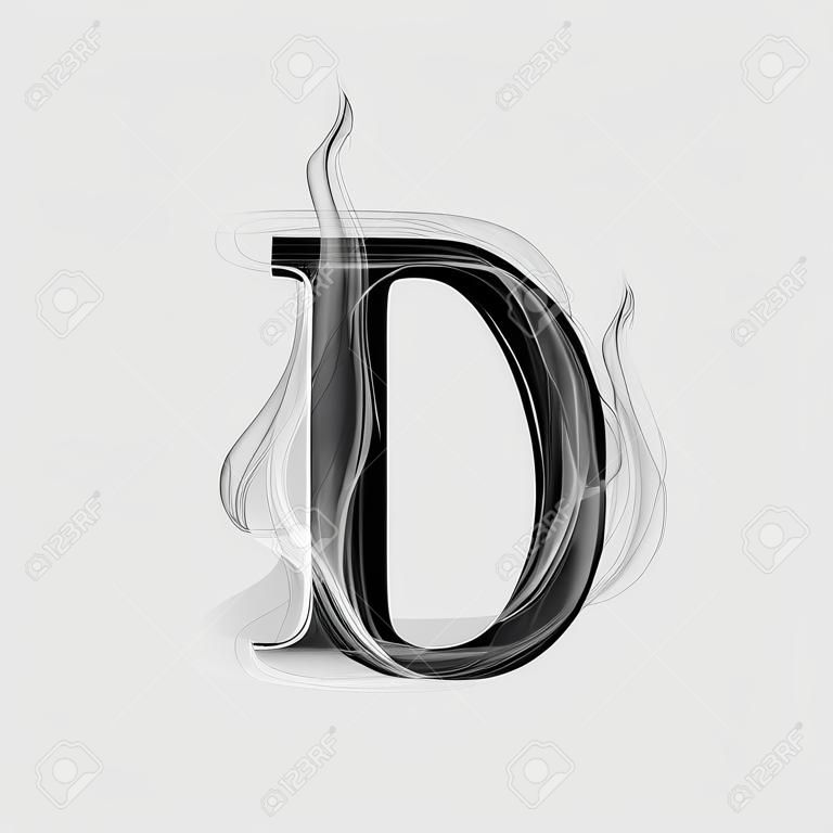 煙霧字體。字母D矢量插圖字母