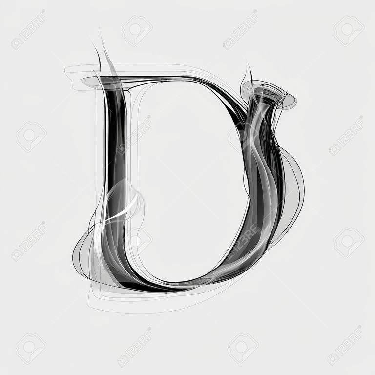 Rooklettertype. Letter D. Vector illustratie alfabet