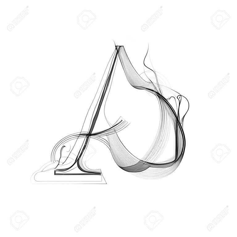 黑煙的字體在白色背景。字母A矢量插圖字母