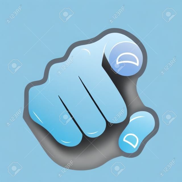 Vector zeigt mit dem Finger oder der Hand Zeigepiktogramm auf grauem Hintergrund isoliert