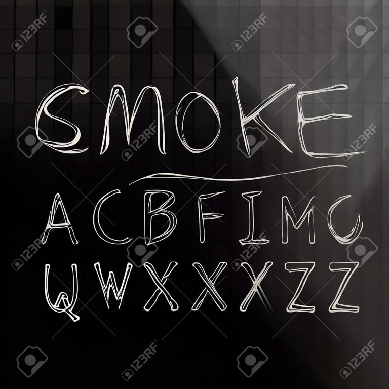 Дым алфавит, шрифт, азбуку на прозрачном фоне. Векторная иллюстрация