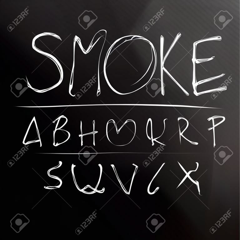 Дым алфавит, шрифт, азбуку на прозрачном фоне. Векторная иллюстрация
