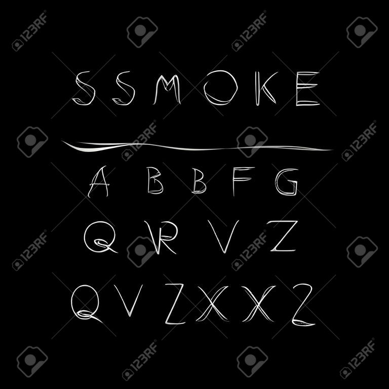 Smoke Alphabet, font, abc on black background. Vector illustration