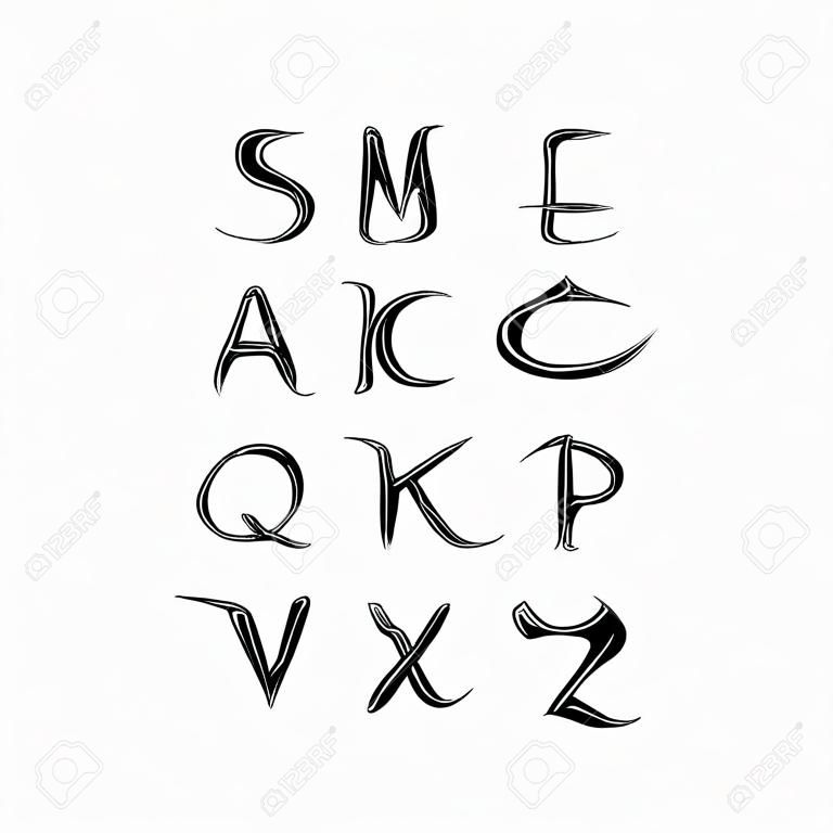 アルファベット、フォント、abc を黒の背景に煙.ベクトル図