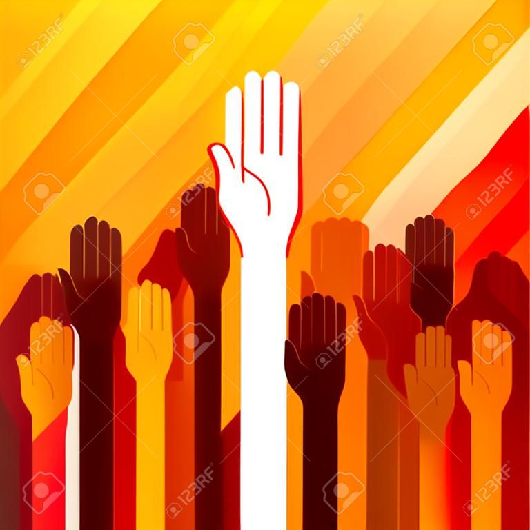 colorful up hand concept of democracy
