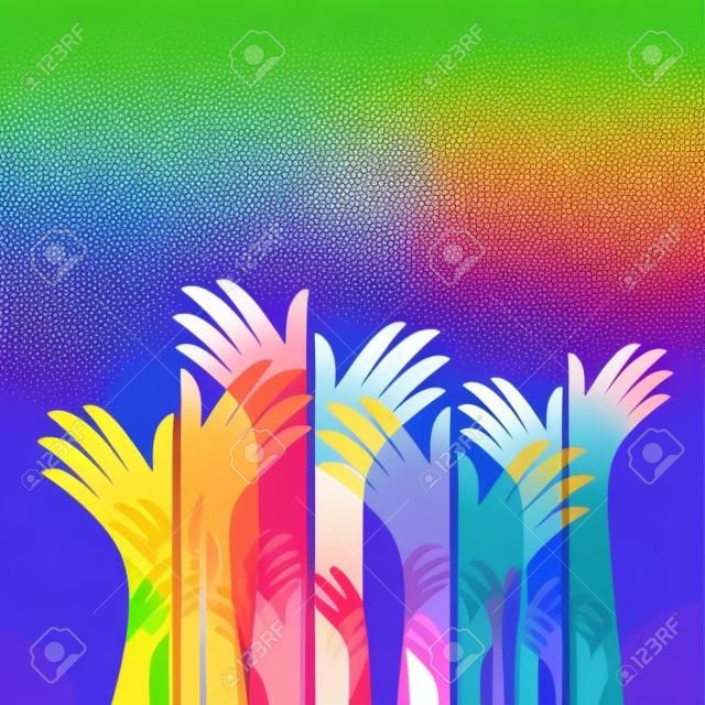 kleurrijke omhoog handen, vector illustratie