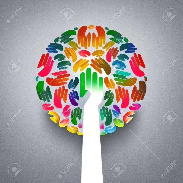Geïsoleerde diversiteit boom handen illustratie.