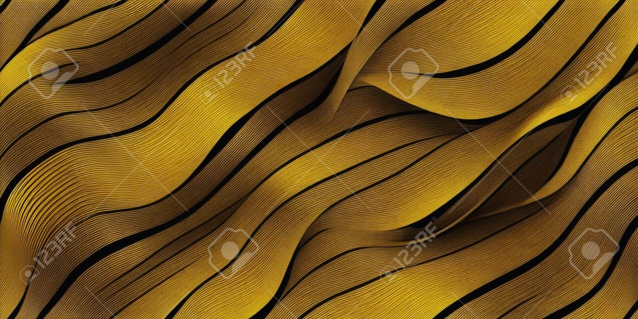 Seamless pattern of black and gold stripes with sandy texture