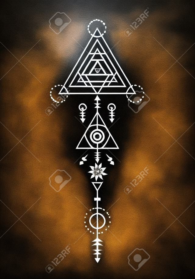Sacred geometry aztec tattoo sign