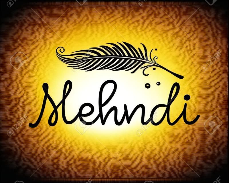 Logo de plume de vecteur henné mehndi