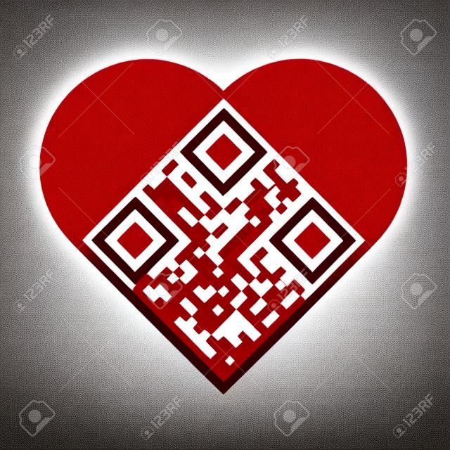 讀紅色藝術QR碼在心臟形狀