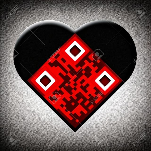 Readable red artistic QR Code in shape of heart