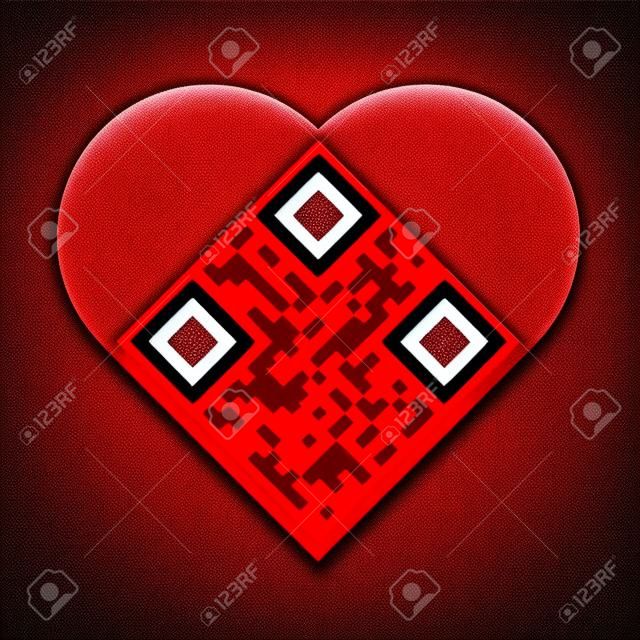 Readable red artistic QR Code in shape of heart