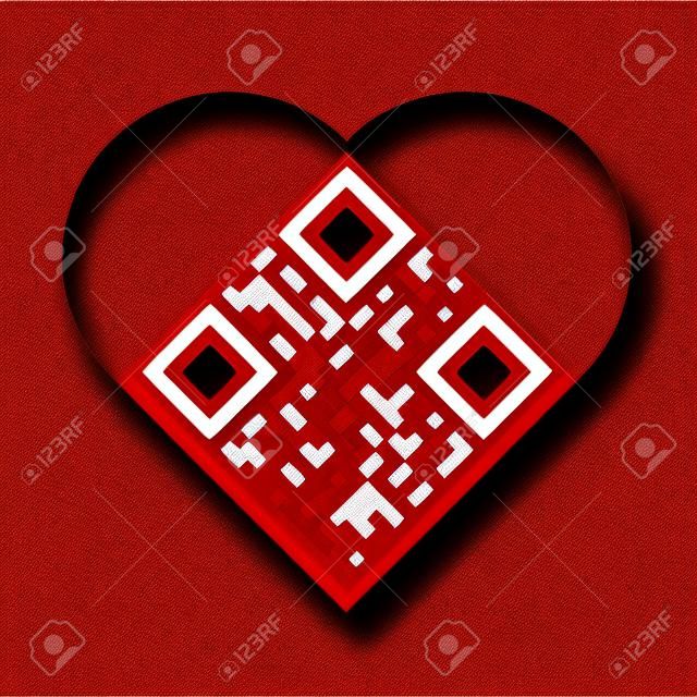 Kalp şeklinde okunabilir kırmızı sanatsal QR Kodu