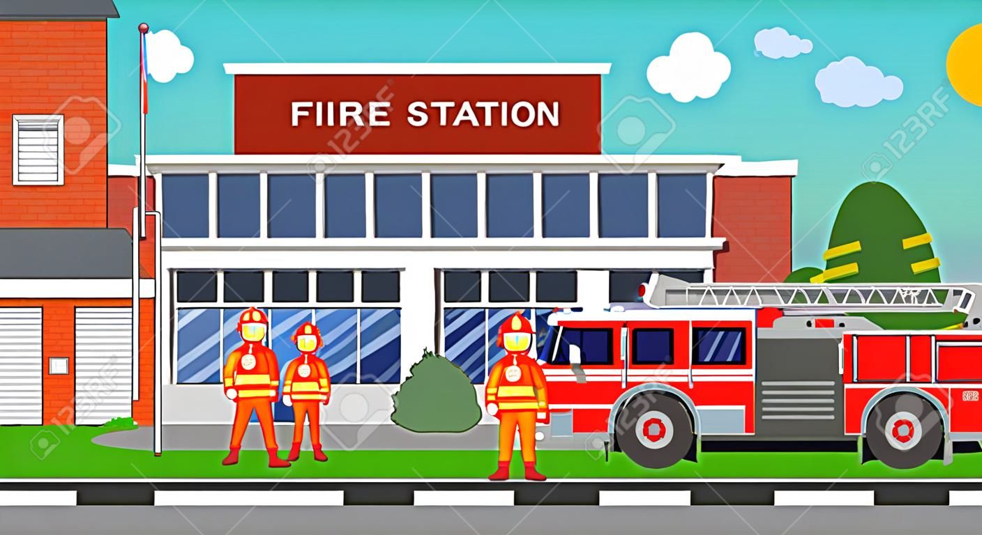 The composition of the fire truck and fire station