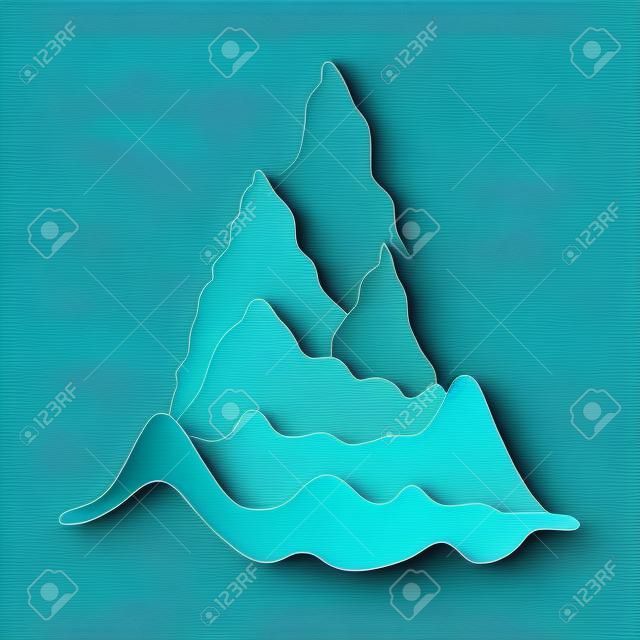 Stylized paper mountain landscape. Minimal stylish design.Vector paper art and craft style