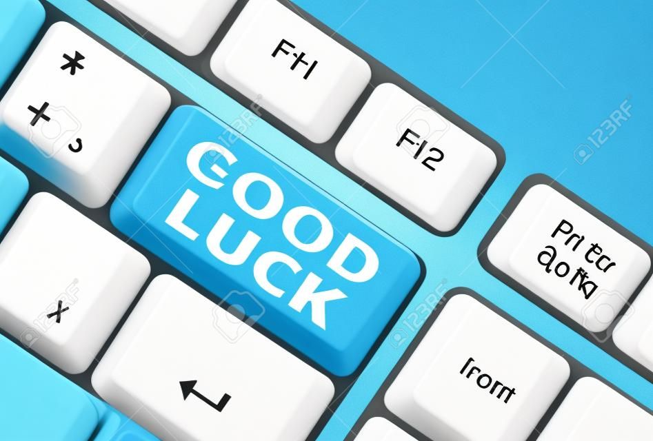 Word writing text Good Luck. Business photo showcasing A positive fortune or a happy outcome that a demonstrating can have White pc keyboard with empty note paper above white background key copy space