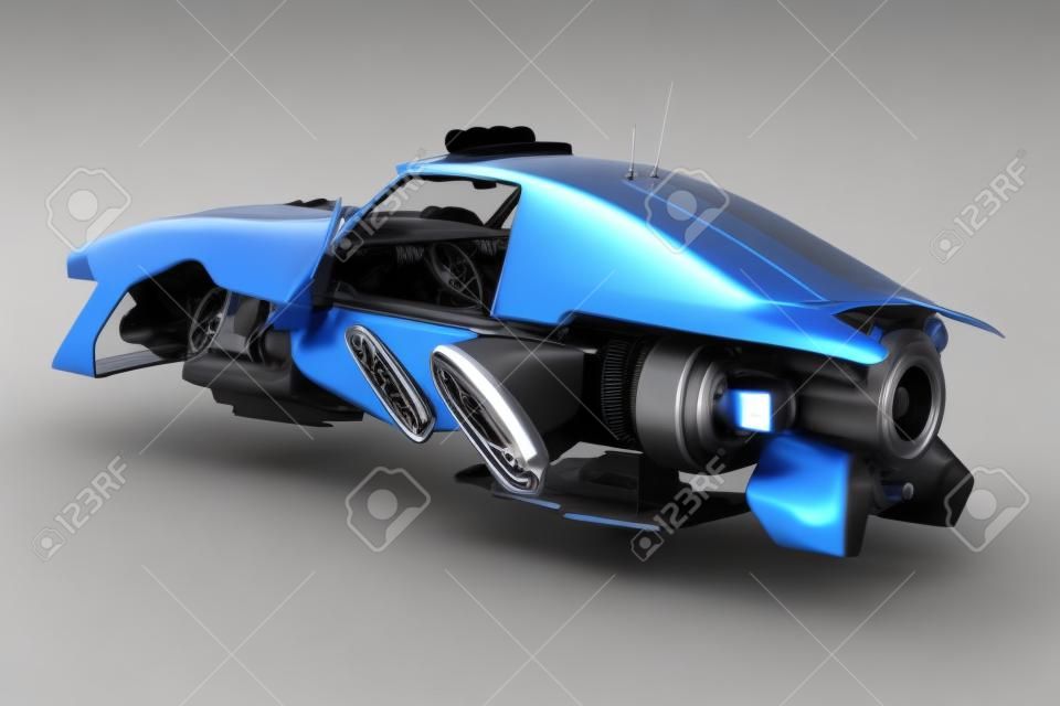 Motor de turbina exclusivo de carro futuro. renderização 3D