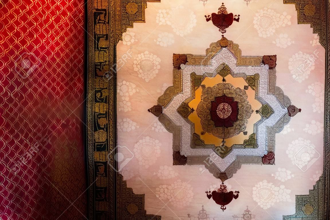 Vintage background with oriental ornaments on the wall