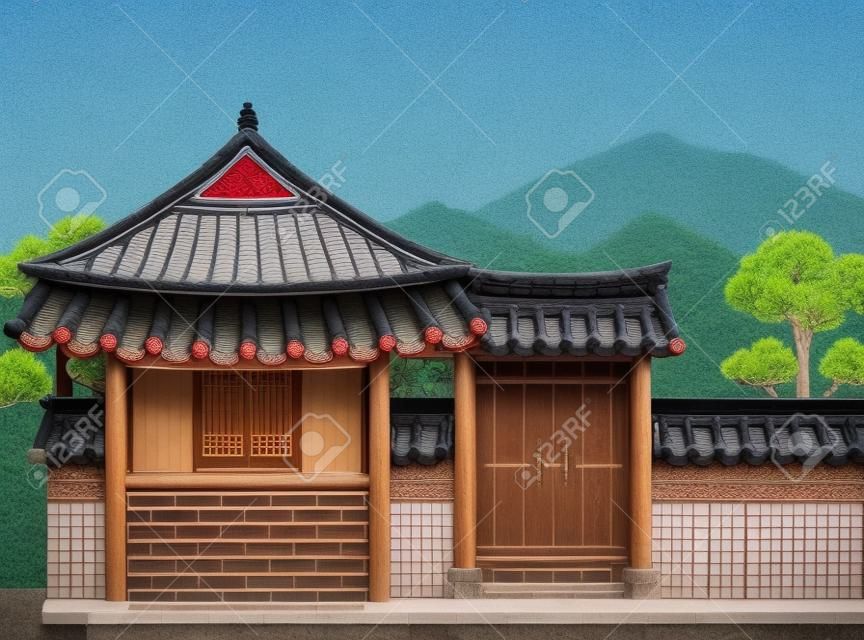 Casa tradicional coreana chamada hanok