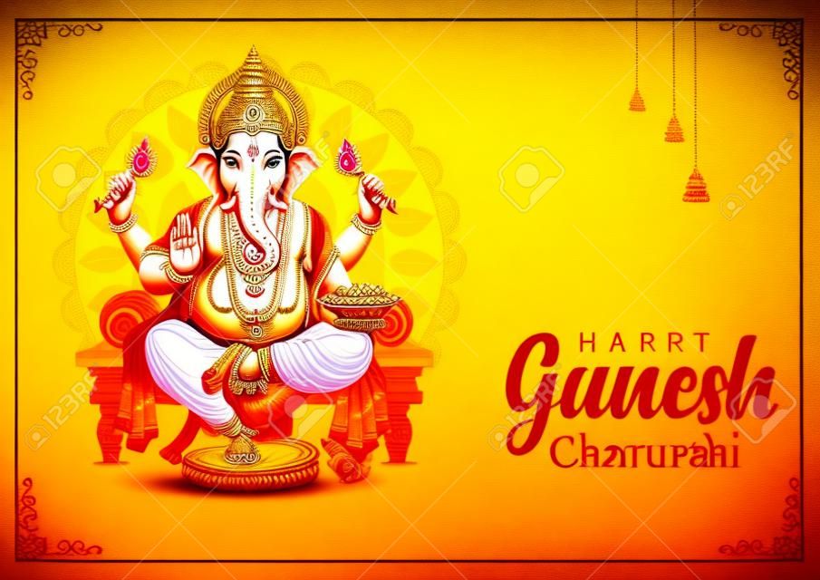 Lord Ganpati on Ganesh Chaturthi background. vector illustration white background