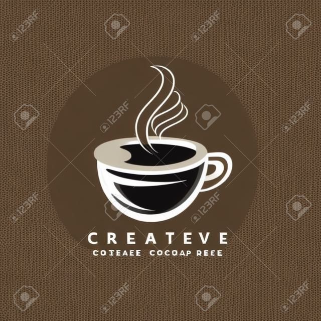 豆とコーヒーカップのロゴのテンプレートベクトルアイコンデザイン