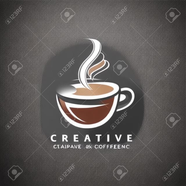 콩과 커피 컵 로고 템플릿 벡터 아이콘 디자인