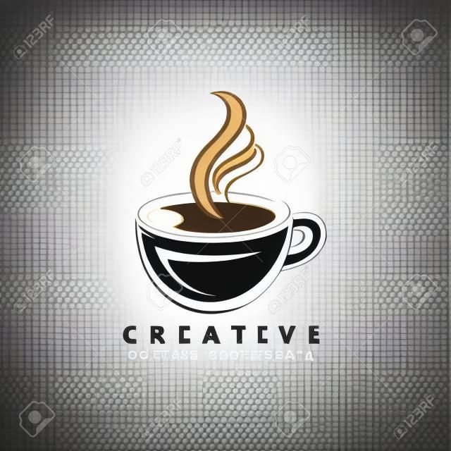 豆とコーヒーカップのロゴのテンプレートベクトルアイコンデザイン