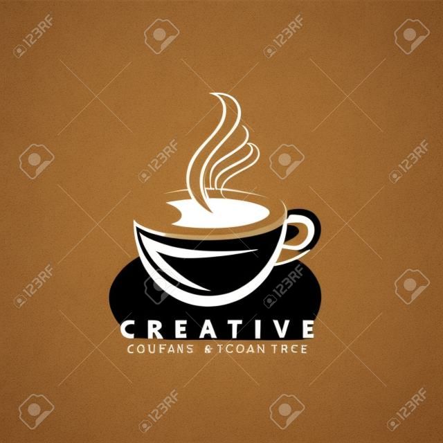 Haricots et tasse de café Logo Template vector icon design
