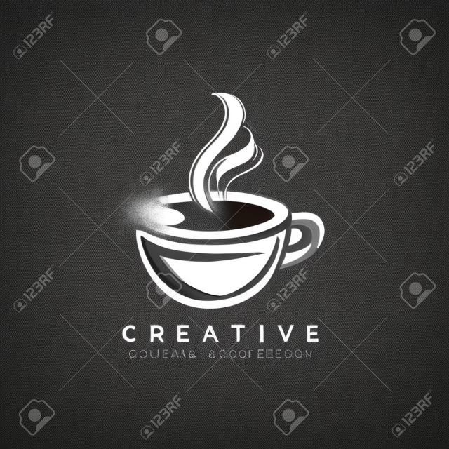 콩과 커피 컵 로고 템플릿 벡터 아이콘 디자인
