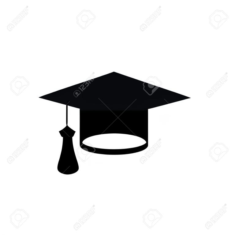 Graduation cap vector icon on white. Education concept