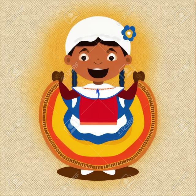 Character from Costa Rica dressed in the traditional way Vector Illustration. Kids of the World Collection.
