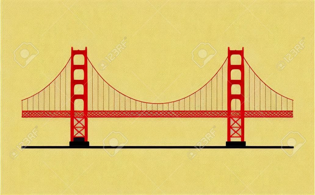 Golden Gate híd, San Francisco, USA. Elszigetelt fehér háttér vektoros illusztráció.