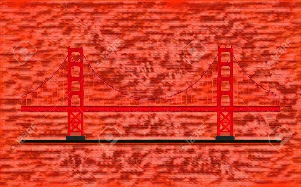 金門大橋，舊金山，美國。孤立在白色背景矢量圖。