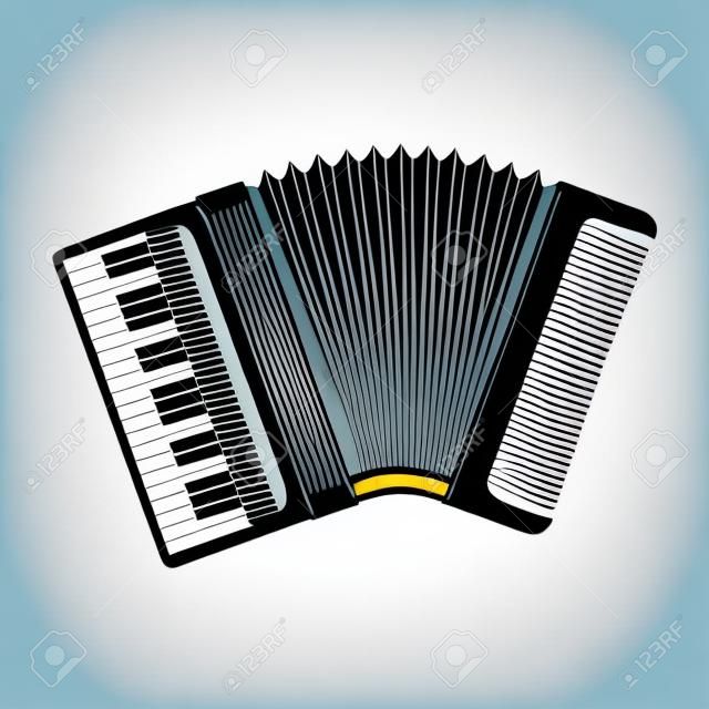 Illustration vectorielle d'un accordéon en style cartoon isolé sur fond blanc