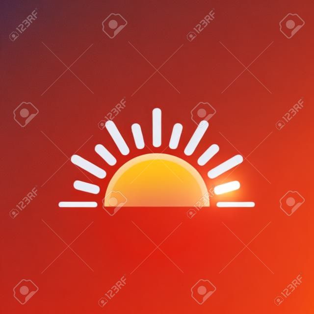 Un demi-soleil se couche vers le bas icône vecteur coucher de soleil concept pour la conception graphique, le logo, le site Web, les médias sociaux, l'application mobile, l'illustration de l'interface utilisateur