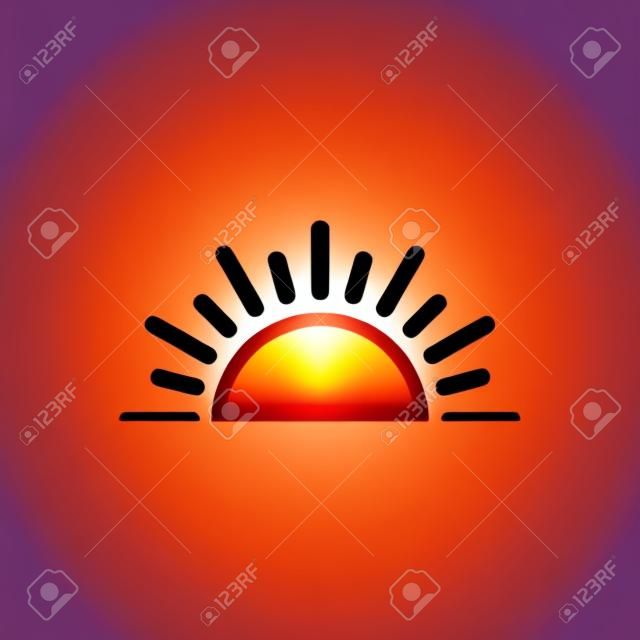 Pół słońca ustawia się w dół ikona wektor zachód słońca koncepcja projektowania graficznego, logo, witryny internetowej, mediów społecznościowych, aplikacji mobilnej, ilustracji interfejsu użytkownika