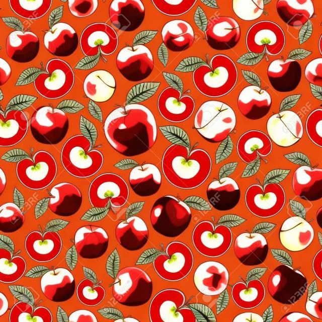 padrão sem emenda de maçãs vermelhas