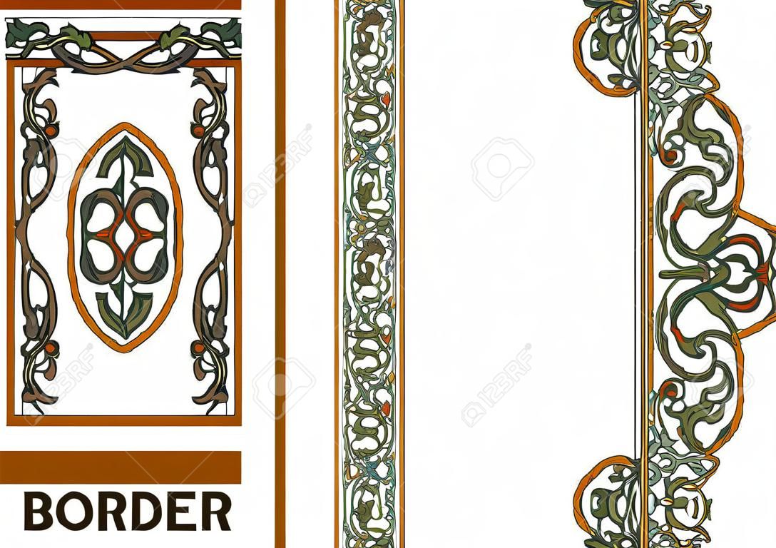 décoration Bordures - Cadre carrelé en feuilles de plantes et fleurs Cadre Décoratif Style ornemental élégant