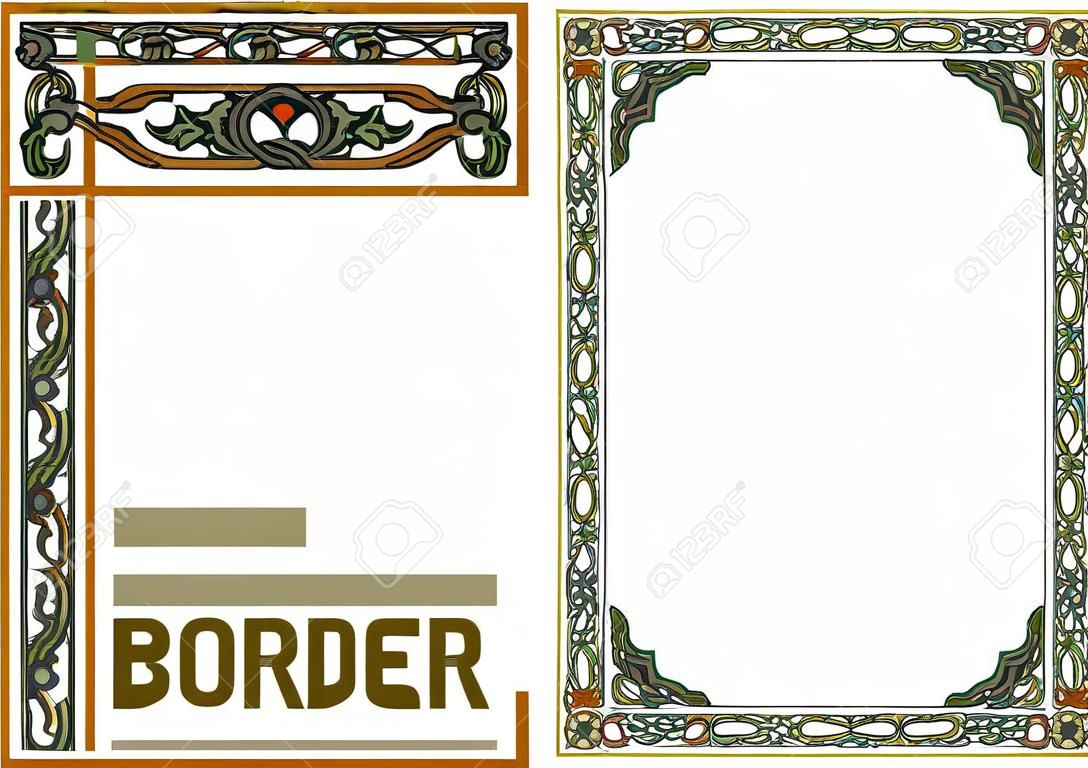 decoration Borders - Tiled frame in plant leaves and flowers Framework Decorative Elegant ornamental style