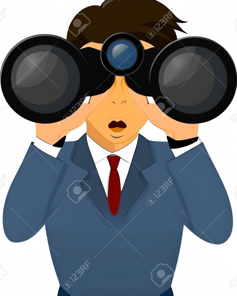 Vector illustration of a businessman looking through binoculars