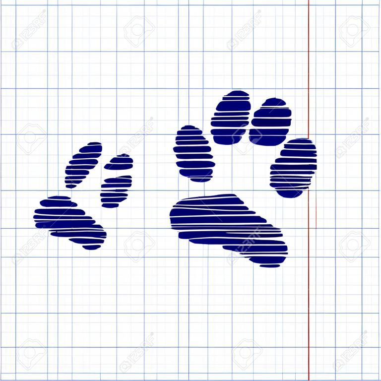 Animal Tracks. Vector illustration with pen and school paper effect