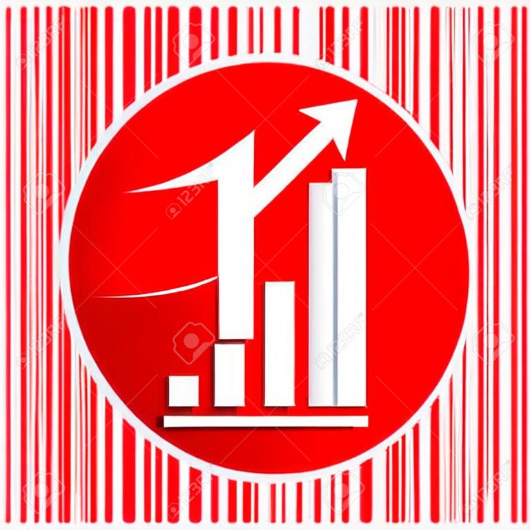 Growing graph sign. White icon on red circle.
