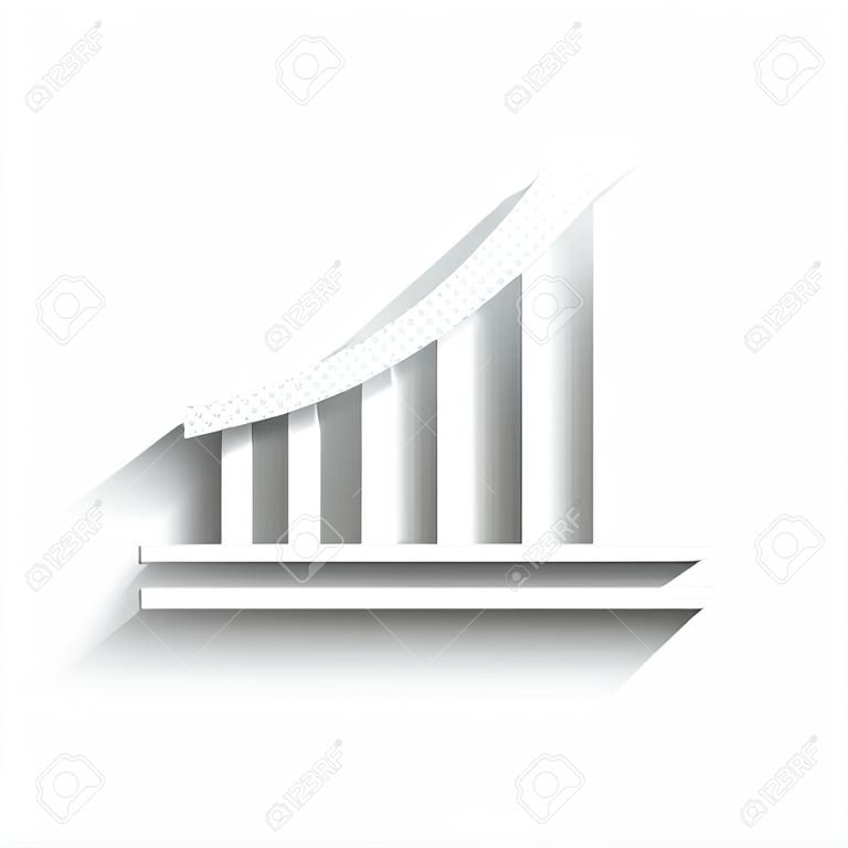 Growing graph sign. Vector. White icon with soft shadow on transparent background.