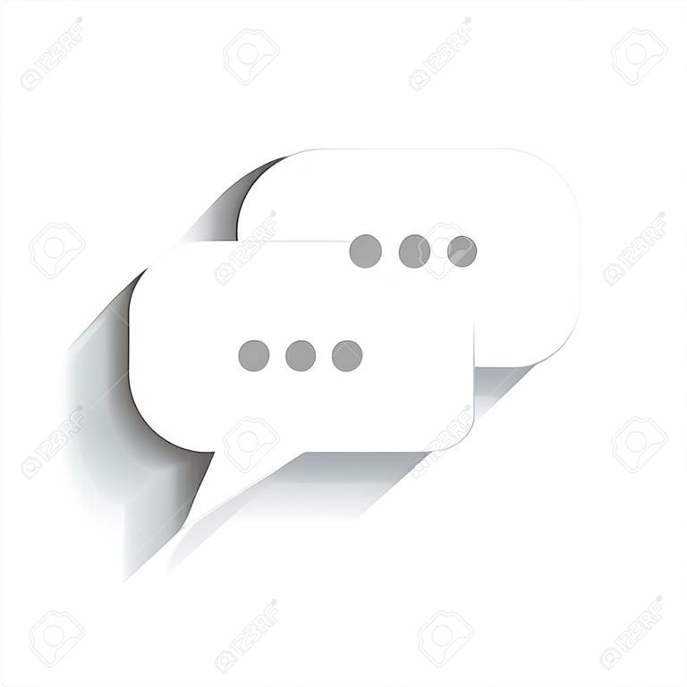 Speech bubbles sign. Vector. White icon with soft shadow on transparent background.