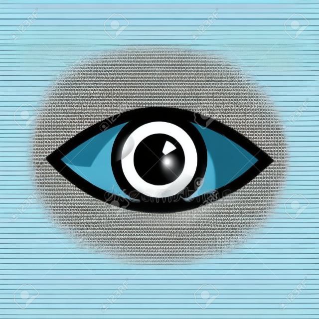 Eye sign illustration. Vector. White icon with soft shadow on transparent background.
