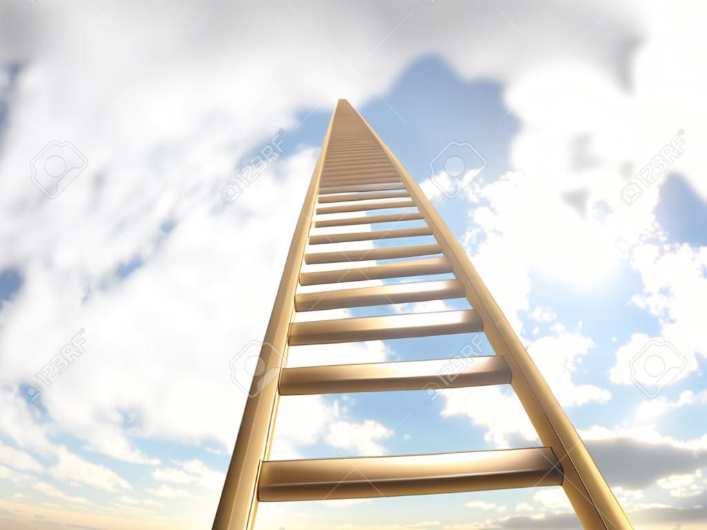 Extremely long ladder leading up to the sky. Computer generated image which could be used to represent aspirations, a journey, careers, ambition or going to heaven.
