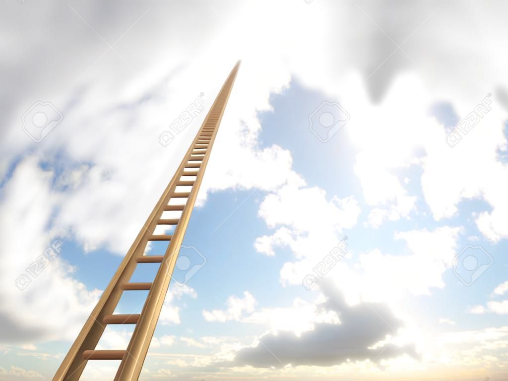 Extremely long ladder leading up to the sky. Computer generated image which could be used to represent aspirations, a journey, careers, ambition or going to heaven.
